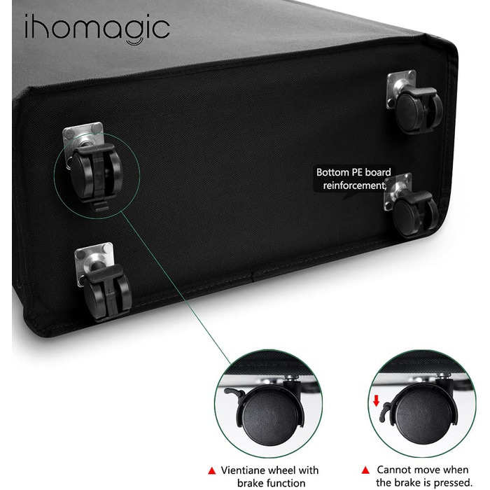 IHOMAGIC Кошик для білизни 62 л з колесами, знімний мішок, складаний, з ручками, чорний – для брудної білизни, зберігання речей