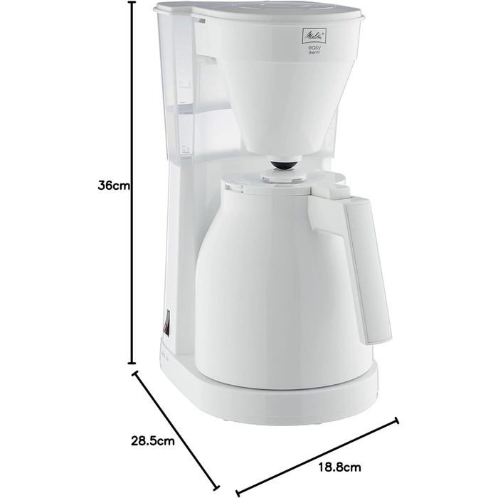 Кавоварка фільтраційна Melitta Easy Therm, 1 л, біла, пластикова, термокувшин для однієї особи