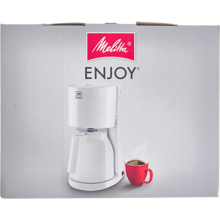 Кавоварка фільтраційна Melitta Enjoy з термокухлем, 8 чашок, біла, захист від крапель