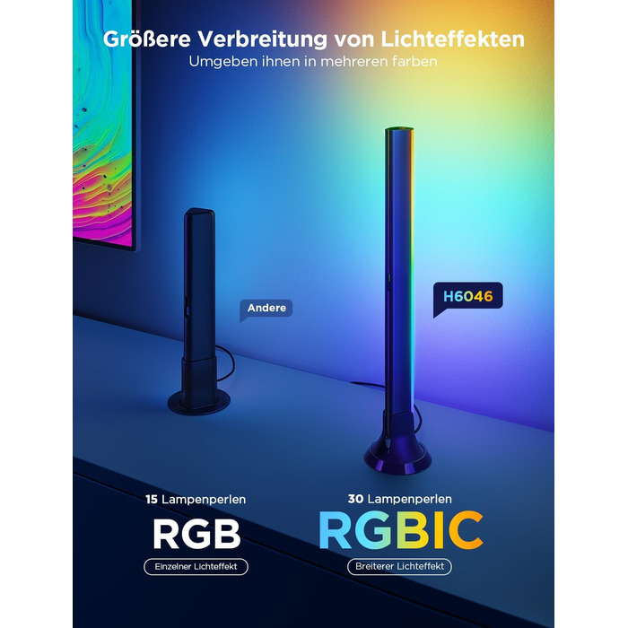 Світлодіодна підсвітка для телевізора Govee 3 Lite, 3,6м RGBICW, Wi-Fi, з камерою та смарт-лампою 15 дюймів, для 55-65