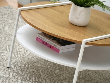 Журнальний стіл Mebel-Partner круглий, 80 x 80 x 45 см, білий дуб