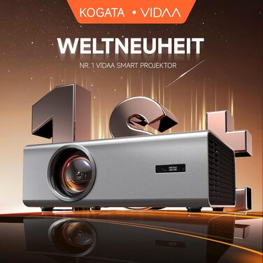 4K Smart проєктор KOGATA з Wi-Fi та Bluetooth: HDR10+, автофокус, 6D Keystone, Dolby Audio. Для дому, саду та стрімінгу (Титан Сірий)