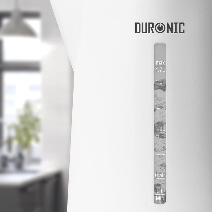 Електрочайник Duronic EK17 WE, 1,7 л, 2200 Вт, швидке кип'ятіння, бездротовий, авто-вимкнення, білий