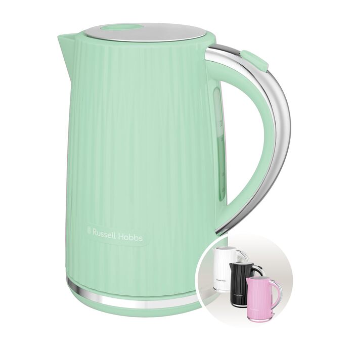 Електричний чайник Russell Hobbs Eden 27362-70, 1.7 л, 2400 Вт, колір фісташковий, нержавіюча сталь, з фільтром від накипу та індикатором рівня води