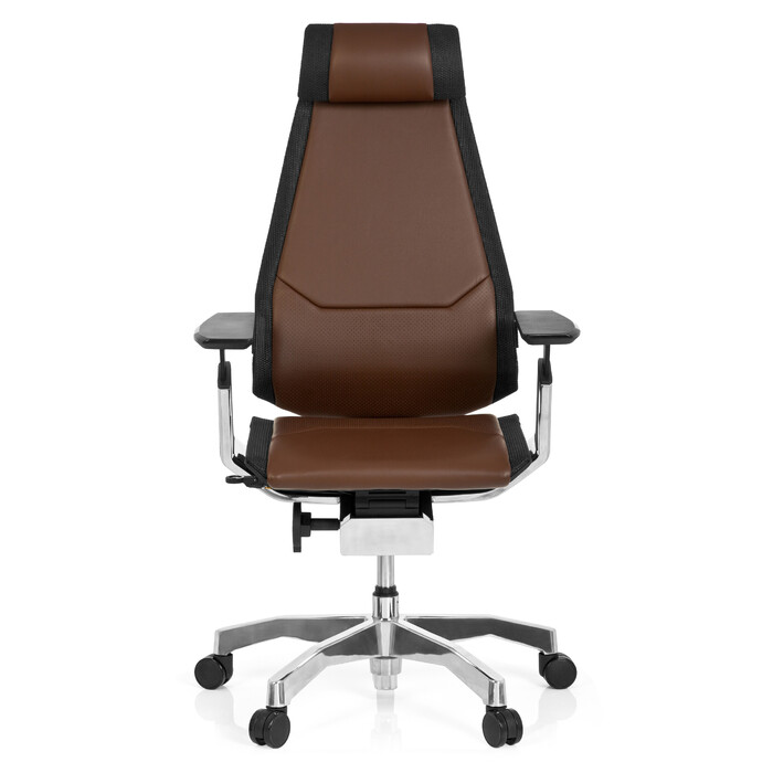 Крісло офісне GENIDIA PRO шкіряне коричневе hjh OFFICE