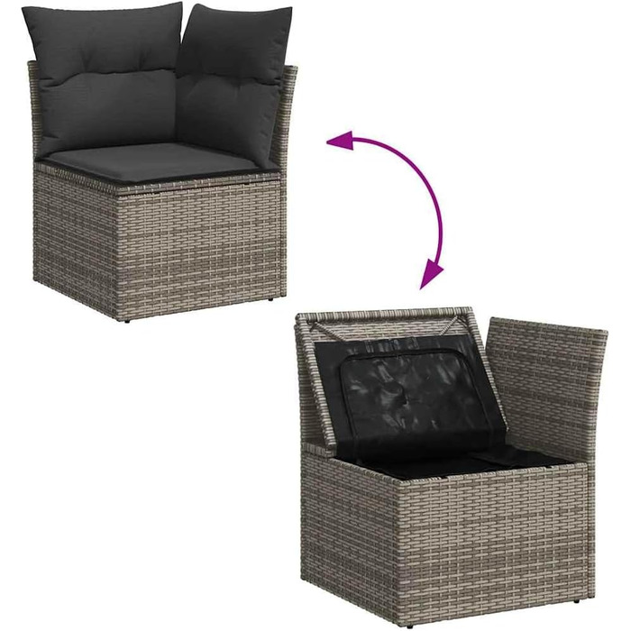 Комплект садових меблів Lounge Sofa на 6 місць, сірий поліротанг з подушками, набір м'яких меблів для тераси та саду