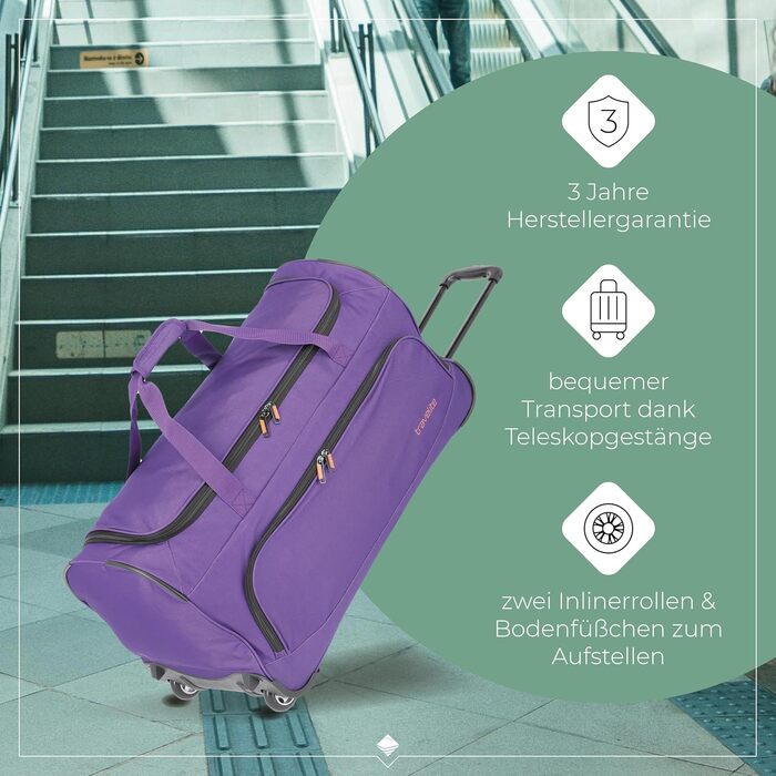 Дорожня сумка на колесах Travelite Basics Fresh L, 89 л, лілова, 71 см
