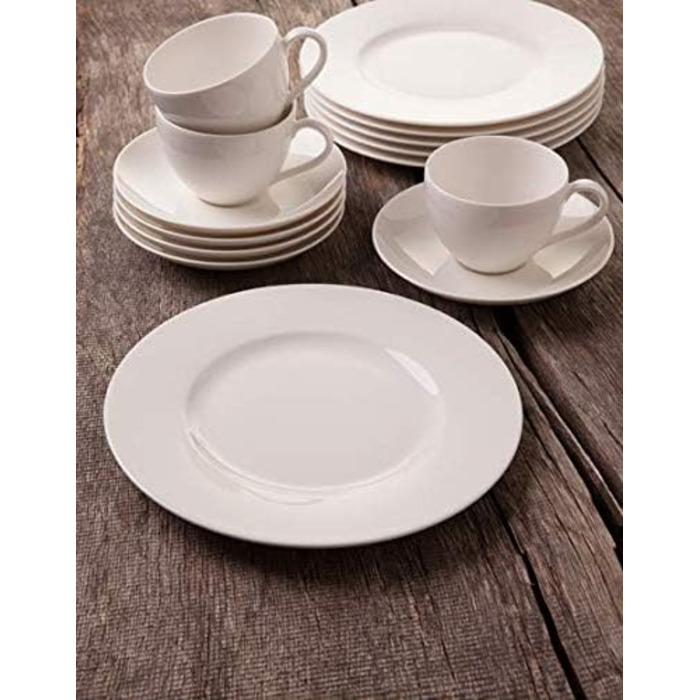 Набір кавового посуду Villeroy & Boch Basic White, 18 предметів, преміум порцеляна, сучасний сервіз для 6 осіб, білий