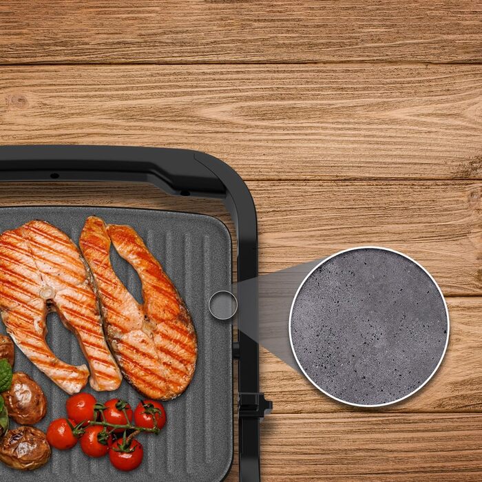 Електрогриль Cecotec Rock'nGrill 2000 з відкритим грилем, 2000 Вт, антипригарне покриття, регульована температура