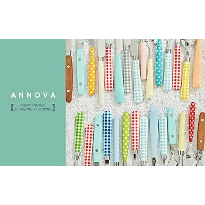 Набір столових приборів ANNOVA Retro Rivet (20 предметів) з нержавіючої сталі - ножі, виделки, ложки, салатні прилади, десертні ложки (Червоний)