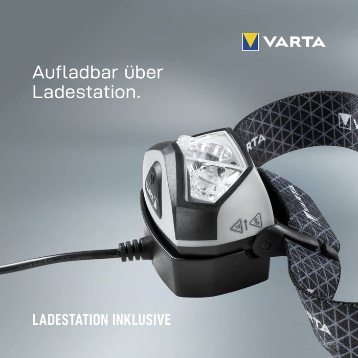 VARTA налобний ліхтар LED, акумуляторний, водонепроникний, бездротова зарядка, регульований кут, диммування, для кемпінгу, бігу, туризму