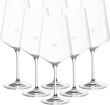 Набір келихів для червоного вина LEONARDO HOME Puccini Gastro-Edition, з мірною шкалою 0,2 л, 0,1 л, 750 мл, стандартні, для готелів та ресторанів, 6 шт