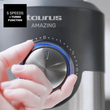 Блендер стаціонарний Taurus AMAZING 1500 Вт, 1.5 л, скляна колба, 2 швидкості + турбо, нержавіюча сталь