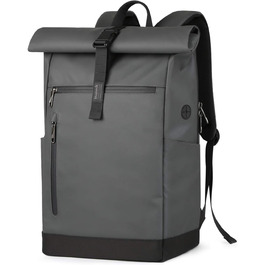 Inateck RollTop рюкзак 25-30 л для чоловіків і жінок, міський велосипедний рюкзак для ноутбука 17'', шкільний, для університету, подорожей, роботи та спорту, сірий