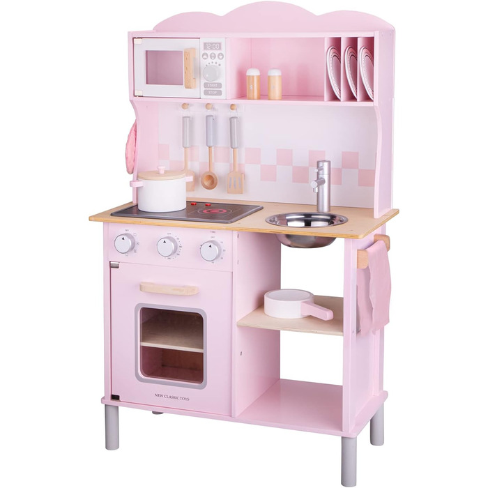 Дитяча кухня New Classic Toys 11067, сучасна, з електроплитою та звуком, для дітей від 3 років, рожева
