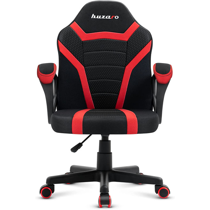 Дитяче ігрове крісло Huzaro Ranger 1.0, ергономічне, сучасний дизайн, з підлокітниками, регулюванням висоти, гумові колеса, червоне, сітка