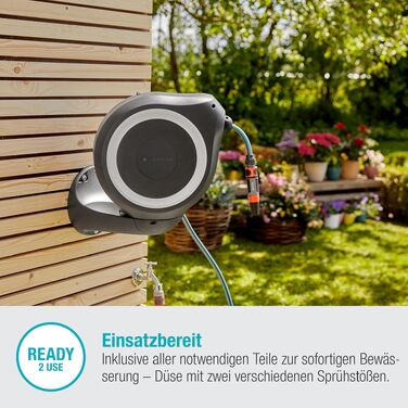 Gardena Wand-Schlauchbox RollUp S 15м: Шланг для поливу з автоматичним намотуванням, настінний монтаж, Gardena (18600-20)