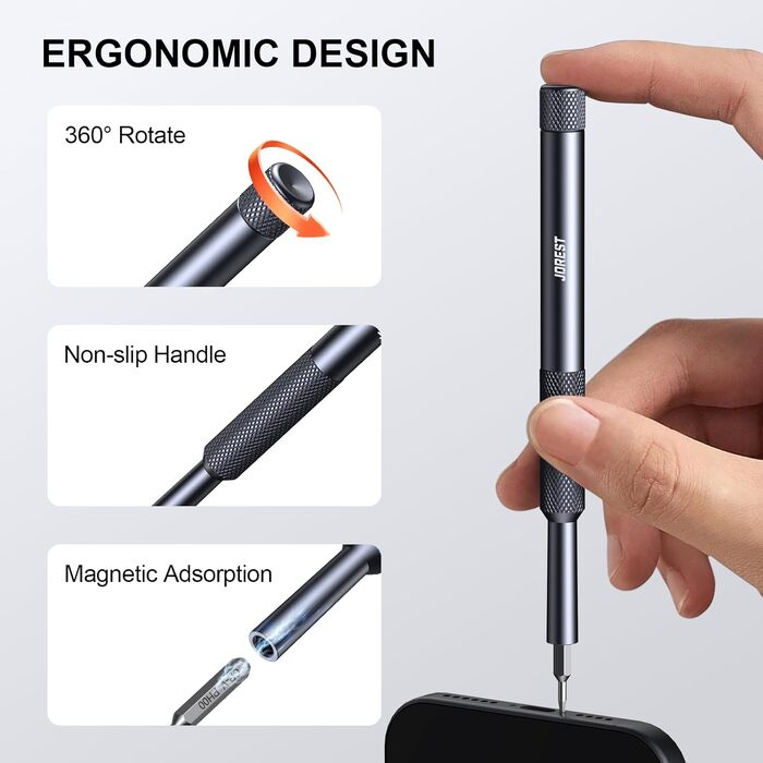 Набір викруток JOREST Mini Elektro 38-в-1: Магнітний прецизійний набір для ремонту iPhone, ноутбуків, дронів. Ідеальний подарунок для чоловіків та батька