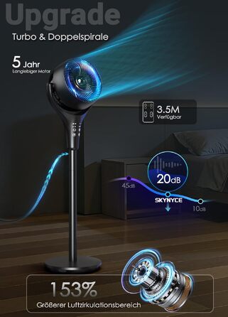 Стійкий вентилятор Turbo Premium Black 38W: Потужний, тихий, з осциляцією та 4 режимами