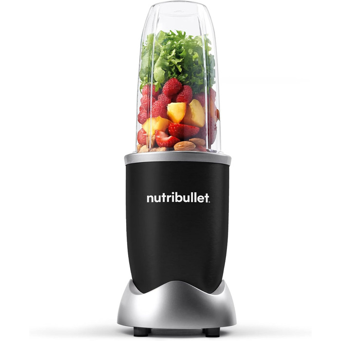 Смузі-блендер Nutribullet Pro 900 Вт, компактний, з чашею 700 мл, електричний міксер для смузі, чорний, легке очищення