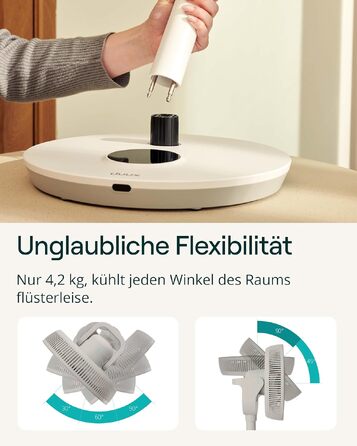 Duux Whisper Flex 2 Smart Вентилятор: тихий (13 дБ), нічний режим, таймер, регульована висота (54-92 см), енергоефективний, з Wi-Fi та пультом (Greige)