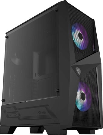 Корпус MSI MAG FORGE 100R Mid-Tower ATX, чорний, з RGB підсвіткою, 2x USB 3.1, 2x 120 мм A-RGB вентилятори, 1x 120 мм вентилятор