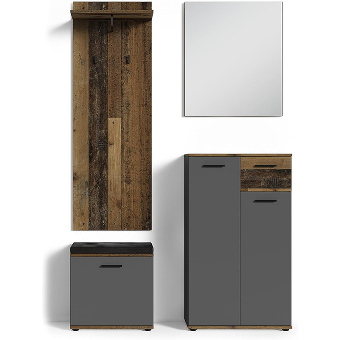 Настінне дзеркало byLIVING Jakob, антрацит, 60x70 см, сучасний дизайнерський дзеркальний декор для передпокою та ванної кімнати