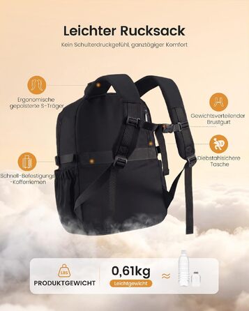 Жіночий рюкзак LOVEVOOK для ноутбука 17.3 дюймів, місткий шкільний та робочий рюкзак, чорний