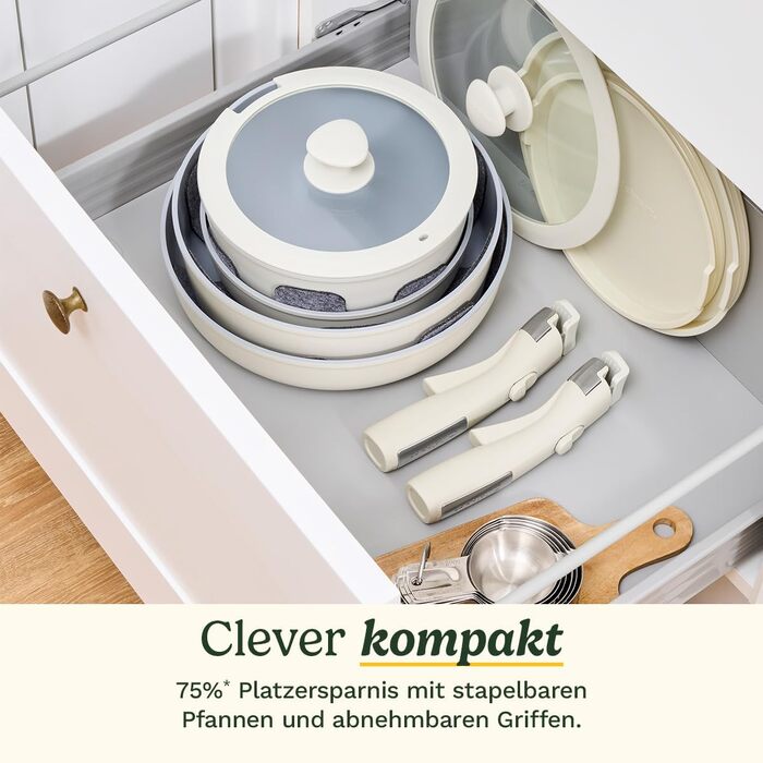 Набір посуду Cuisinart Ceramica XT 11 предметів: каструлі, сковороди, сотейник, пароварка. Керамічне антипригарне покриття з титановим зміцненням. Без PTFE, PFOA та PFAS, колір - слонова кістка