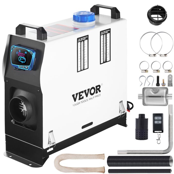 VEVOR 12V дизельний опалювач 8KW - авто опалення, повітряний опалювач для авто, RV, човнів, вантажівок, будинків на колесах, автобусів з червоним LCD-вимикачем та 1 виходом для повітря