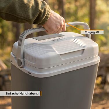 Автомобільний холодильник/термос First Austria Thermoelektrische Kühlbox 24L з USB-C PD 3.0 52W, живлення від мережі/автомобіля/USB, чорно-сірий