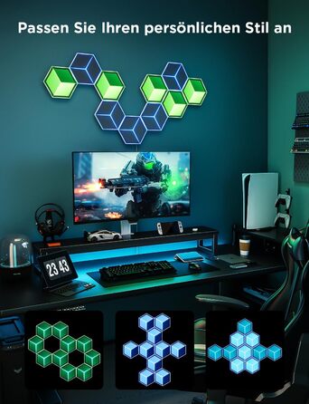 Світлодіодна 3D панель Govee Glide Hexagon Ultra, RGBIC, Wi-Fi, 10 панелей, 129 LED, сумісна з Alexa, для геймерської кімнати, декору стін