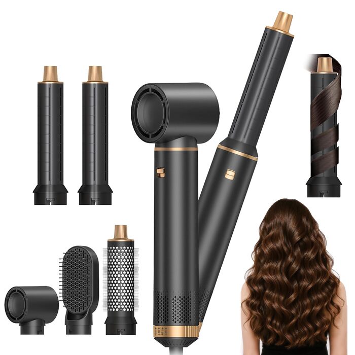 Airstyler 5 в 1 з насадкою для випрямлення, завивки та сушіння волосся 1000 Вт, чорний