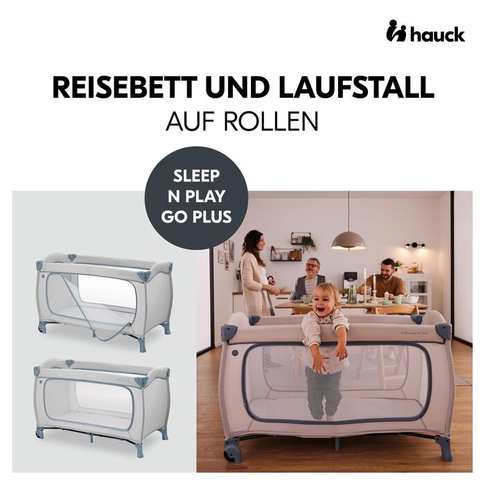 Дитяче дорожнє ліжечко Hauck Sleep N Play Go Plus з сумкою для транспортування, великим входом для ігор, компактне складання, для немовлят і малюків від народження до 15 кг, колір Dusty Blue, без матраца