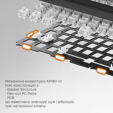 Бездротова механічна клавіатура Ajazz AK980 V2 Gift Switch V2 Purple White Blue (AK980-V2-G-PWB)