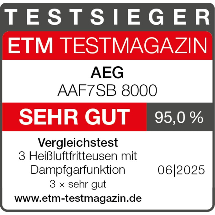 Аерофритюрниця AEG AAF7B Heissluftfritteuse 7000 Serie 8000, 6.9 л, чорна