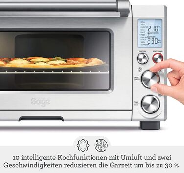 Sage Smart Oven Pro - Електрична міні-піч з 10 функціями: випічка, смаження, гриль, підігрів, тости. 2400 Вт, для піци до 30 см, цілого курчати, нержавіюча сталь