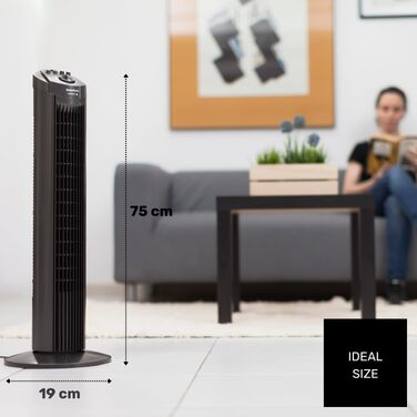 Вентилятор вежний Taurus Babel RCH 50W, 86 см, сірий: 4 режими, таймер, пульт, сенсорний екран