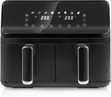 Tristar цифрова аерофритюрниця з подвійною чашею, 2 × 4 л, 2700 Вт, 8 програм, незалежне регулювання температури, чорна