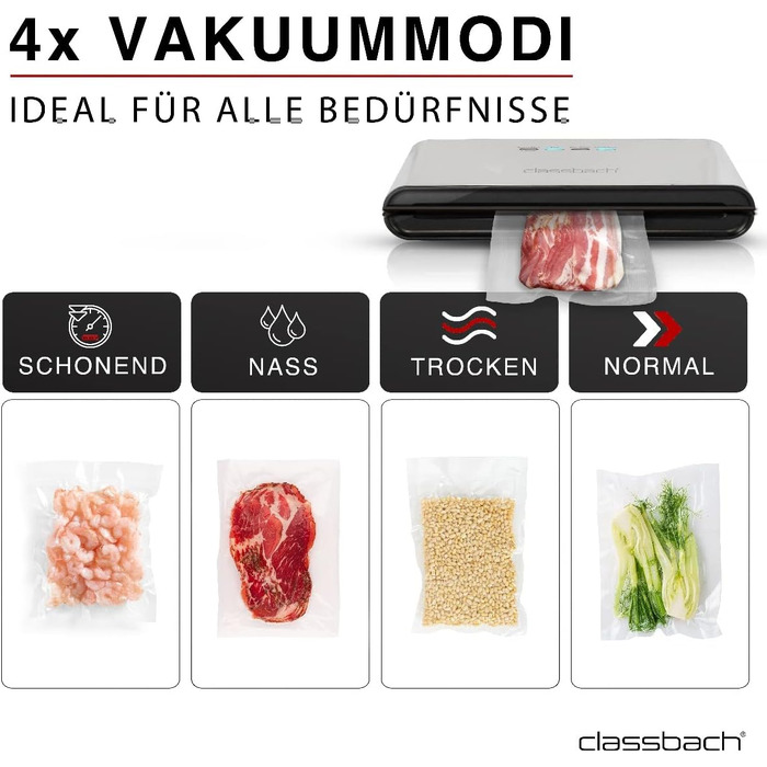 Вакууматор для продуктів C-VK 4000 з пакетами | Вакуумний пакувальник нержавіюча сталь, зберігає свіжість у 8 разів довше | Набір для запаювання харчових продуктів