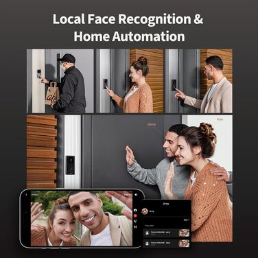 Відеодзвінок Aqara G4 із дзвінком, 1080p FHD, підтримка HomeKit, локальне розпізнавання облич, автоматизація, сумісний з Alexa, Apple Home, Google, сірий