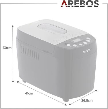 Хлібопечка Arebos 1500г | 15 програм | Таймер | LCD дисплей | 850 Вт | Чорний