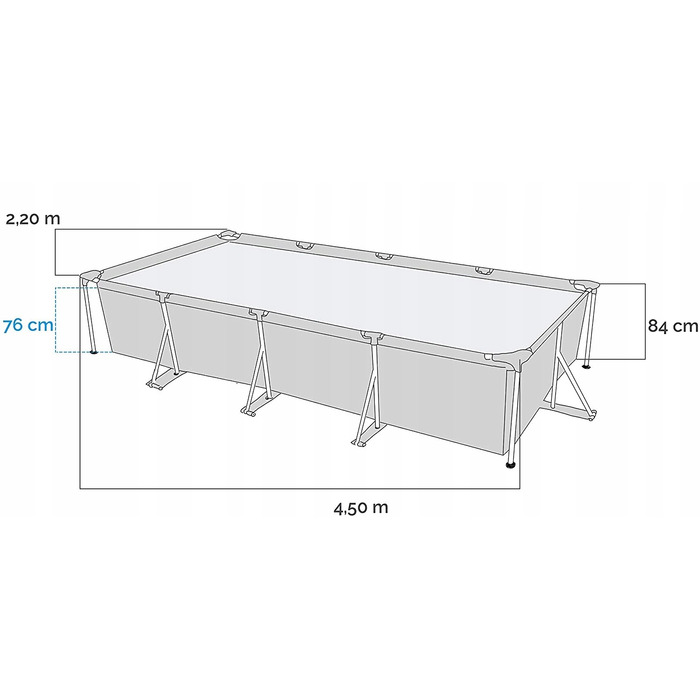 Каркасний прямокутний садовий басейн Intex 450x220x84 см, арт. 28273