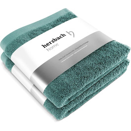 Рушники herzbach home Premium 50x100 см, 2 шт, океанічно-зелені, м'які, високоякісні, 100% натуральна бавовна