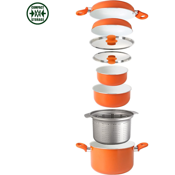 Набір каструль BRUNNER Mandarina, 9 предметів, антипригарне покриття