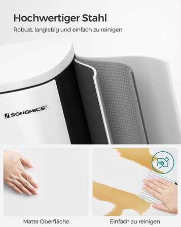 Смітник для кухні SONGMICS 50 л з педаллю, кришкою Softclose, білий, сталевий корпус, внутрішнє відро