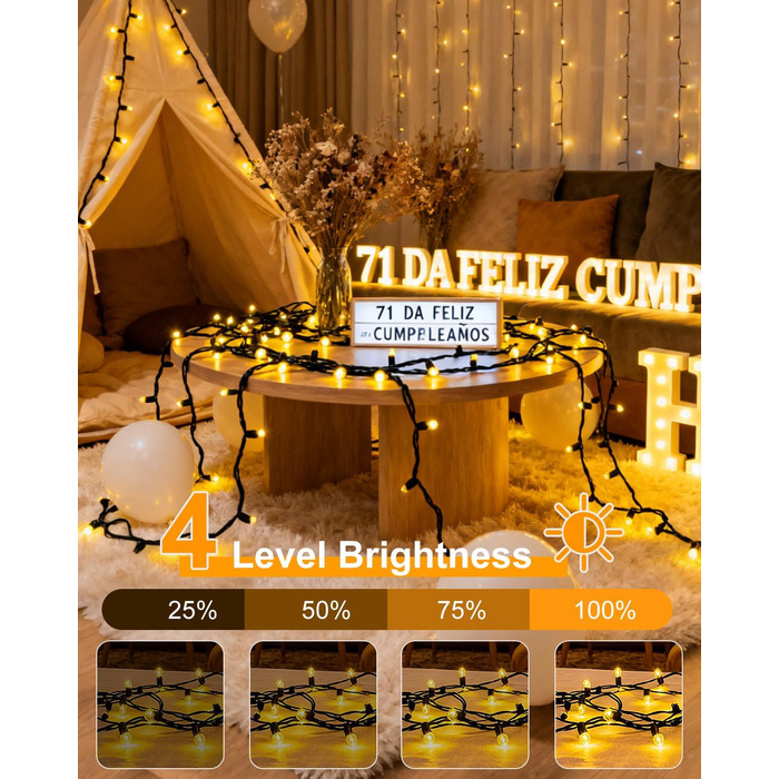 Світлодіодна гірлянда Kinamy для вулиці на батарейках, 20м (2x10м), 100 LED, акумулятор 3600mAh, перезарядна