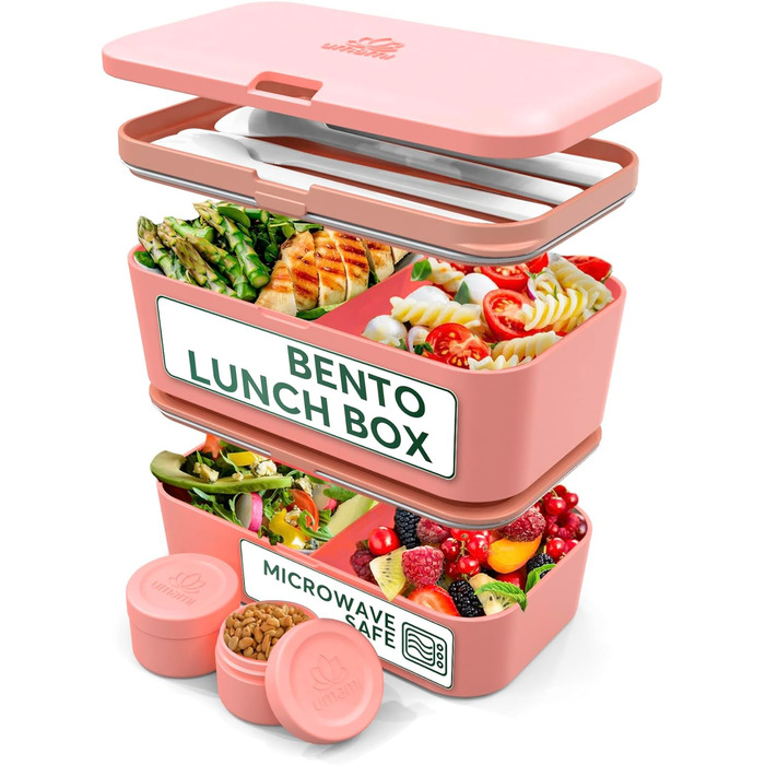 Ланчбокс Umami Bento 1500 мл, корисний контейнер для обіду, для дорослих, великий, королловий рожевий, багаторазовий, для їжі та перекусів