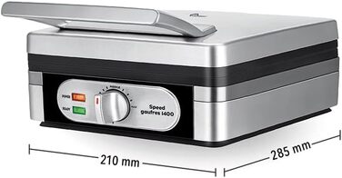 Електрична вафельниця LITTLE BALANCE 8816 Power Waffeln 1600 Вт, антипригарне покриття без PFAS, для товстих та хрустких вафель, чорна (28.5 x 21 x 14.5 см)