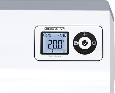 Керамічний електрообігрівач STIEBEL ELTRON CK 20 Trend LCD 2 кВт, енергоощадний, для ванної кімнати, 25 м², тижневий таймер, LCD-дисплей, TÜV, Німеччина